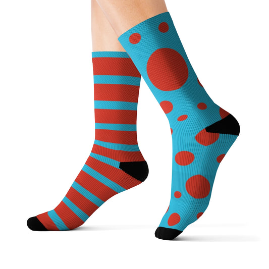 Socks - Dot Stripe Sky